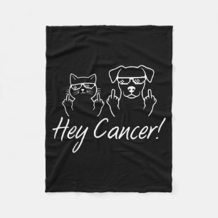 Cancer FU Cancer Funny Cat Dog Warriors Survivor Fleece Blanket