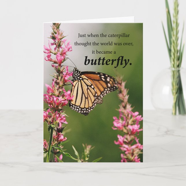 Cancer Get Well Support With Butterfly Wildflowers Card (Front)