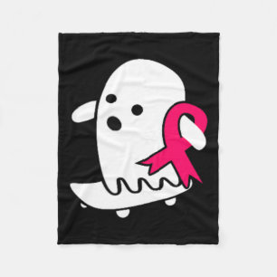 Cancer Ghost Halloween Pink Breast Cancer Awarenes Fleece Blanket