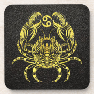 Cancer Gold on Leather Coaster