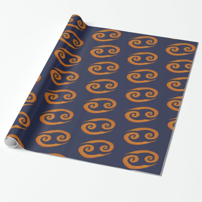 Cancer Golden Zodiac Sign Wrapping Paper (Unrolled)