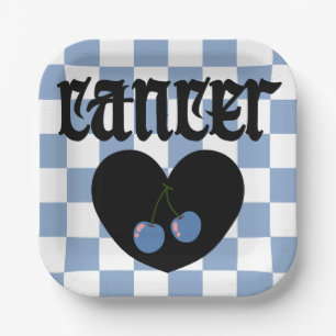 Cancer Gothic Aesthetic Checkered Cherry Art Paper Plate