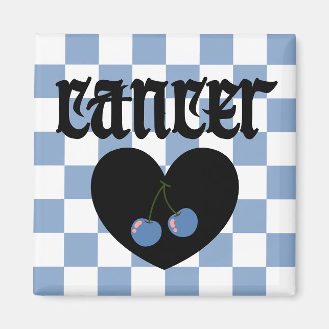 Cancer Gothic Aesthetic Chequered Cherries Design Magnet (Front)
