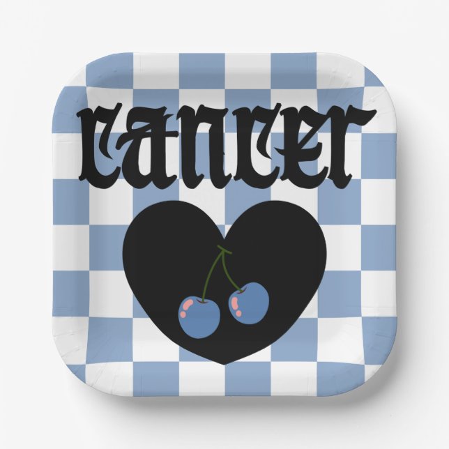 Cancer Gothic Aesthetic Chequered Cherry Art Paper Plate (Front)