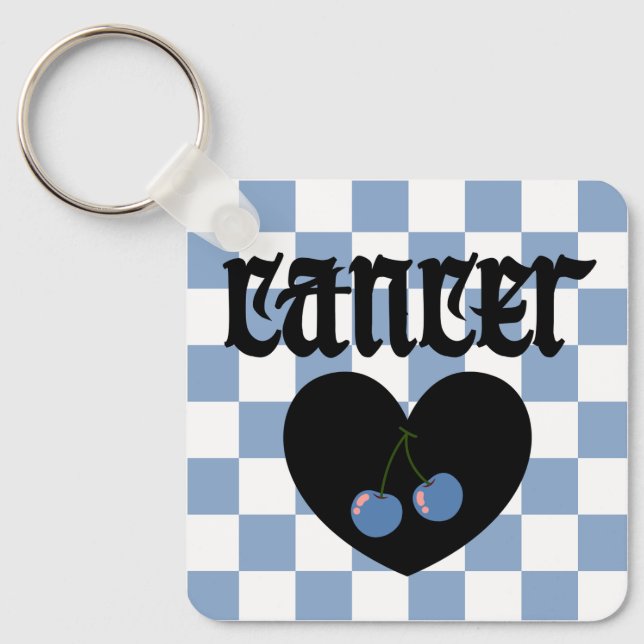 Cancer Gothic Aesthetic Chequered Cherry Design Key Ring (Front)
