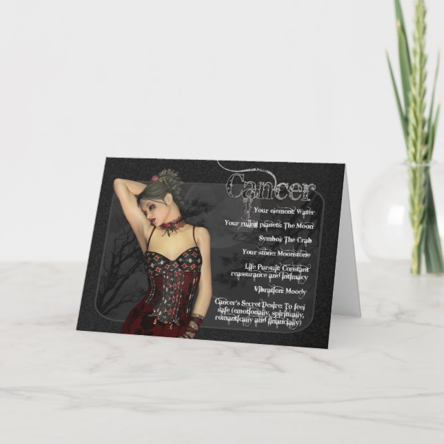 Cancer Gothic Zodiac Birthday Card (Front)