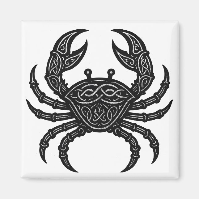 Cancer — Haunted Ink Zodiac Crab Magnet (Front)