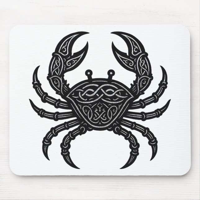 Cancer — Haunted Ink Zodiac Crab Mouse Mat (Front)