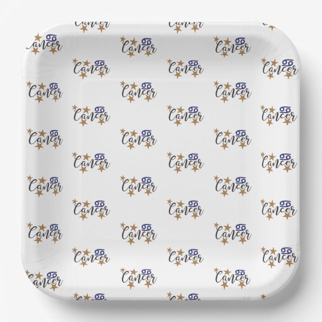 Cancer Horoscope Birthday Paper Plate (Front)