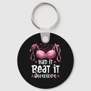 Cancer I Had It I Beat It Survivor Pink Ribbon Bra Key Ring