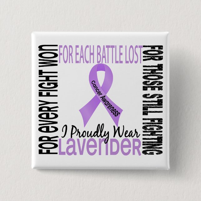 Cancer I Proudly Wear Lavender 2 15 Cm Square Badge (Front)