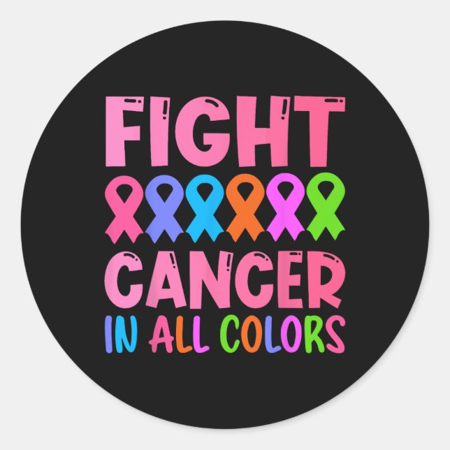 Cancer In All Colour Ribbon Breast Cancer Awarenes Classic Round Sticker (Front)