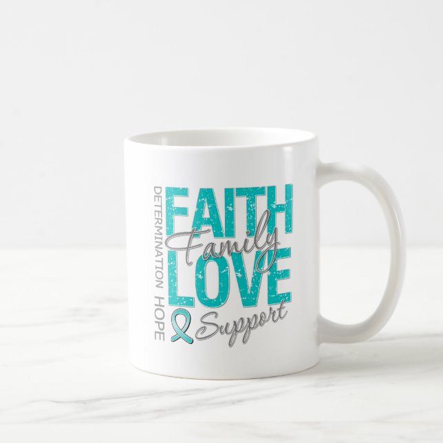 Cancer Inspiring Slogan Collage Ovarian Cancer Coffee Mug (Right)