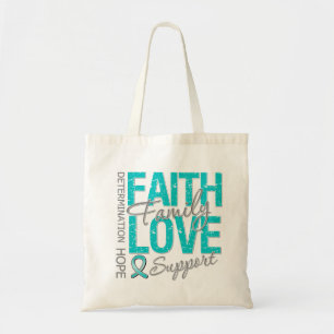 Cancer Inspiring Slogan Collage Ovarian Cancer Tote Bag