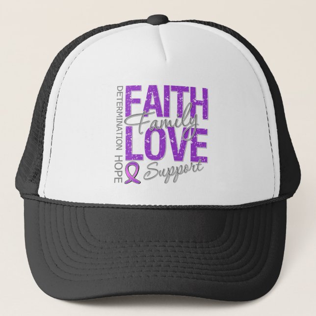 Cancer Inspiring Slogan Collage Pancreatic Cancer Trucker Hat (Front)