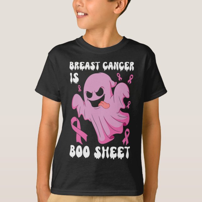 Cancer Is Boo Sheet Halloween Breast Cancer Awaren T-Shirt (Front)