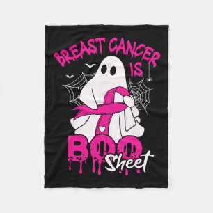 Cancer Is Boo Sheet Halloween Support Squad Ribbon Fleece Blanket