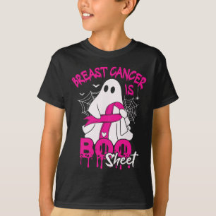 Cancer Is Boo Sheet Halloween Support Squad Ribbon T-Shirt