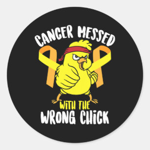 Cancer Messed With The Wrong Chick Survivor Funny Classic Round Sticker