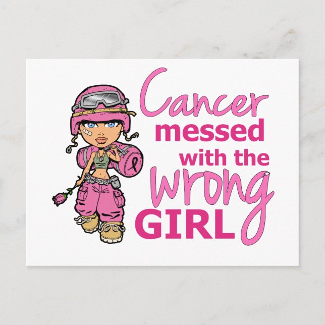 Cancer Messed With The Wrong Girl 2 Breast Cancer Postcard (Front)