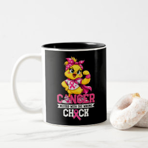 Cancer Messed with Wrong Chick Funny Cancer Warrio Two-Tone Coffee Mug