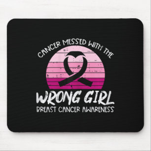 Cancer Messed With Wrong Girl Awareness Ribbon Wom Mouse Mat
