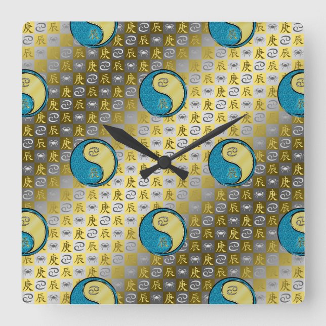 Cancer & Metal Dragon Square Wall Clock (Front)