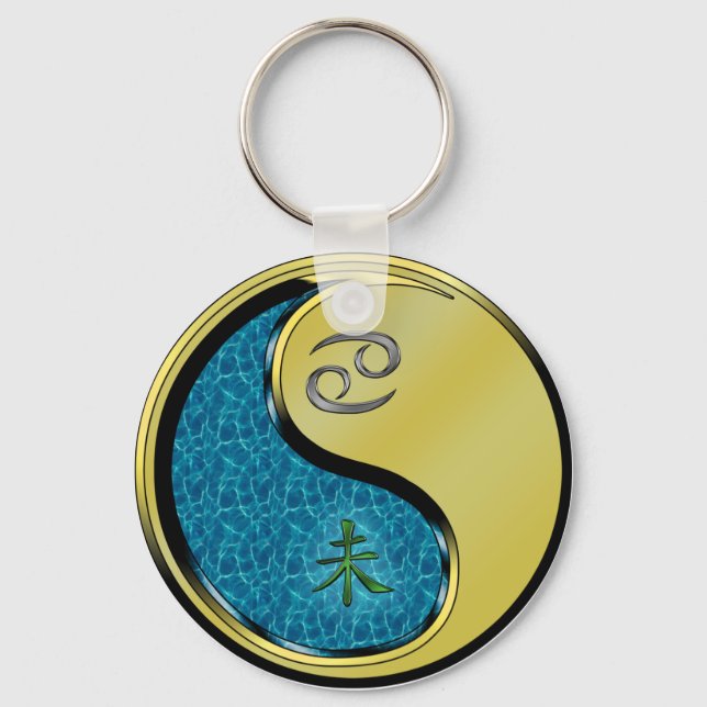 Cancer & Metal Goat Key Ring (Front)