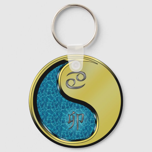 Cancer & Metal Rabbit Key Ring (Front)