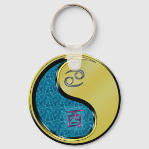 Cancer & Metal Rooster Key Ring