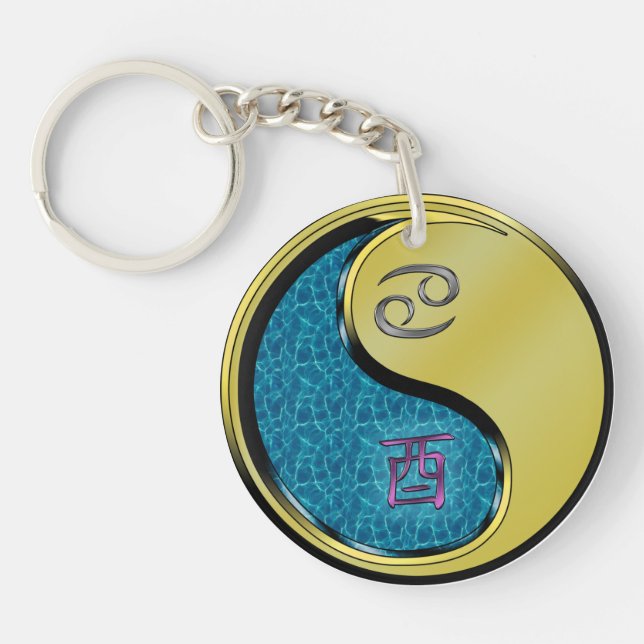 Cancer & Metal Rooster Key Ring (Front)