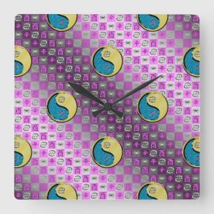 Cancer & Metal Rooster Square Wall Clock