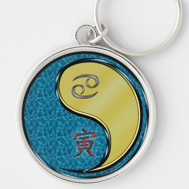 Cancer & Metal Tiger Key Ring (Front)