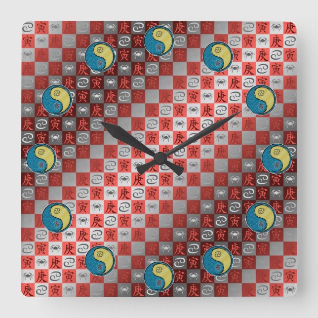 Cancer & Metal Tiger Square Wall Clock (Front)