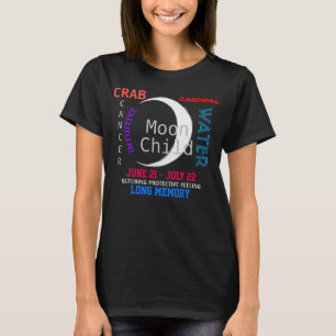 Cancer Moon Child Zodiac Typography T-Shirt