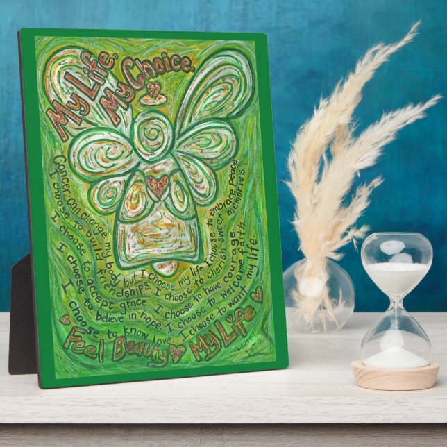 Cancer My Life, My Choice Poem Angel Art Plaque (Side)