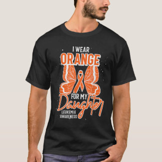 Cancer Orange Ribbon Butterfly Daughter Leukaemia T-Shirt