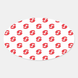 Cancer Pattern Red Oval Sticker