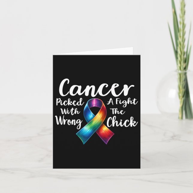 Cancer Picked A Fight With The Wrong Chick Awarene Card (Front)