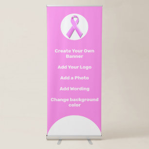 Cancer pink ribbon breast cancer awareness retractable banner