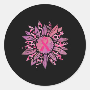 Cancer Pink Ribbon Sunflower Breast Cancer Awarene Classic Round Sticker
