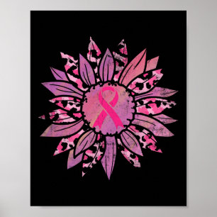 Cancer Pink Ribbon Sunflower Breast Cancer Awarene Poster