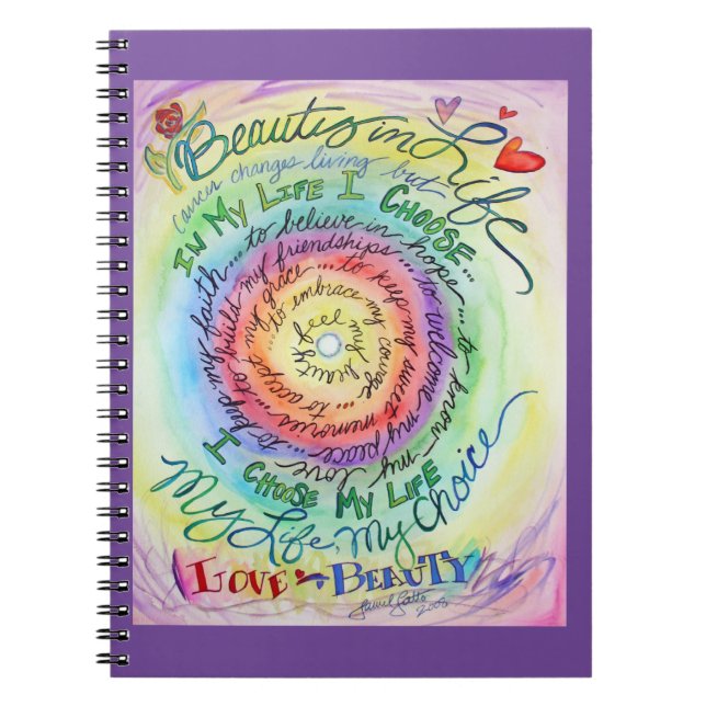 Cancer Poem Affirmation Rainbow Notebook Journal (Front)