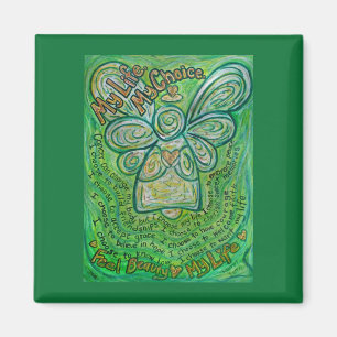 Cancer Poem Green Angel Art Custom Magnets
