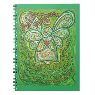 Cancer Poem Green Angel Art Journal Notebook