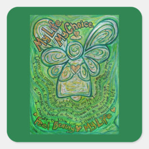 Cancer Poem Green Angel Art Sticker Decals