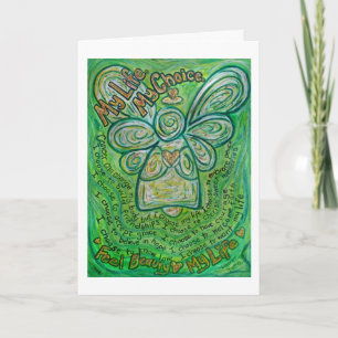 Cancer Poem Green Angel Custom Greeting Cards