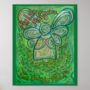 Cancer Poem Green Angel Painting Art Print Posters