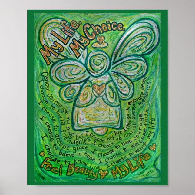 Cancer Poem Green Angel Painting Art Print Posters (Front)