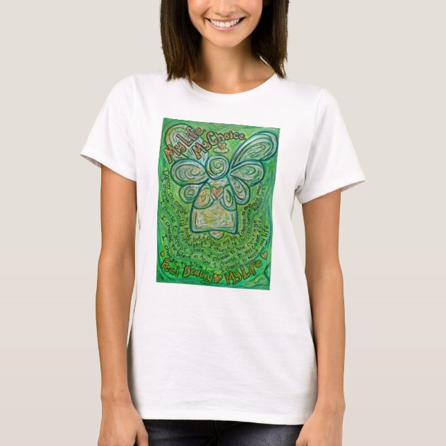 Cancer Poem Green Guardian Angel Art T-Shirt (Front)